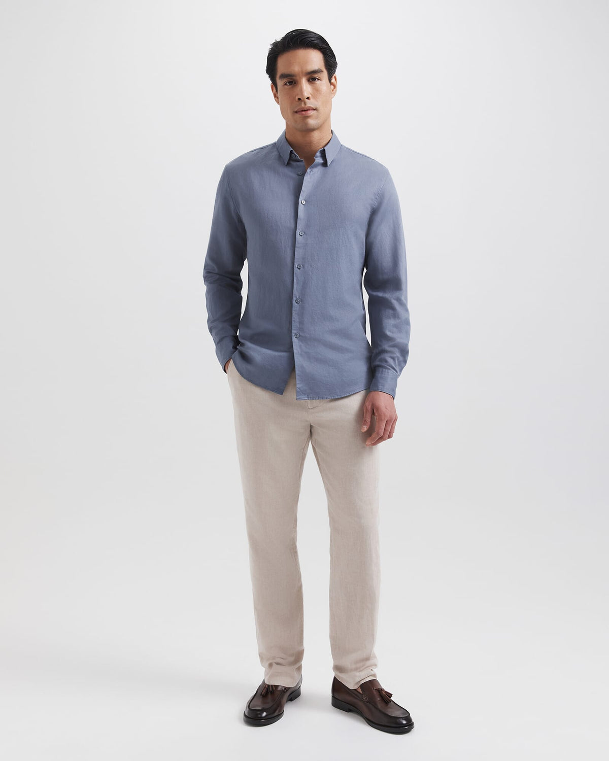 Reeves Long Sleeve Classic Linen Cotton Shirt