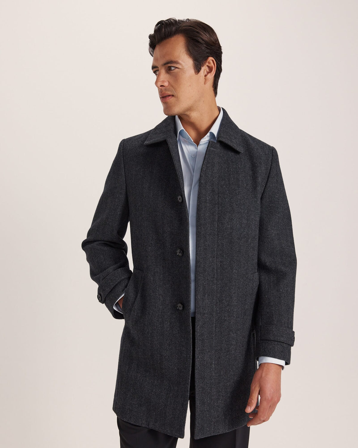Corey Herringbone Wool Coat