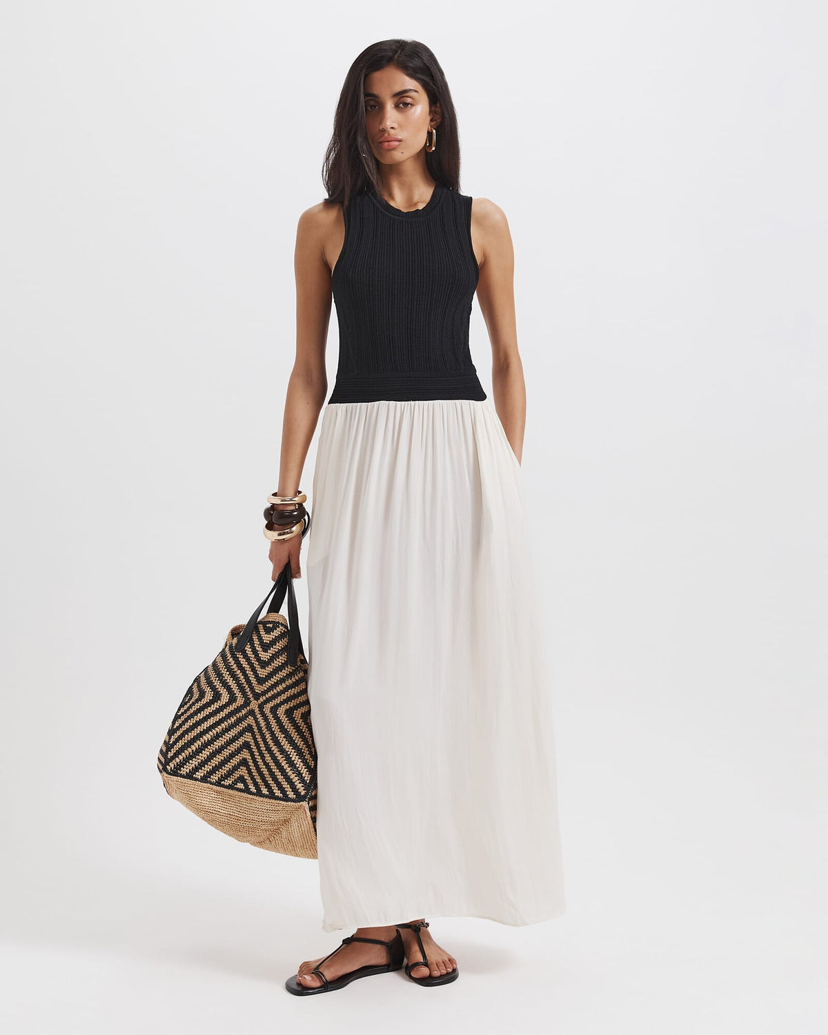 Lillian Mixed Media Midi Dress