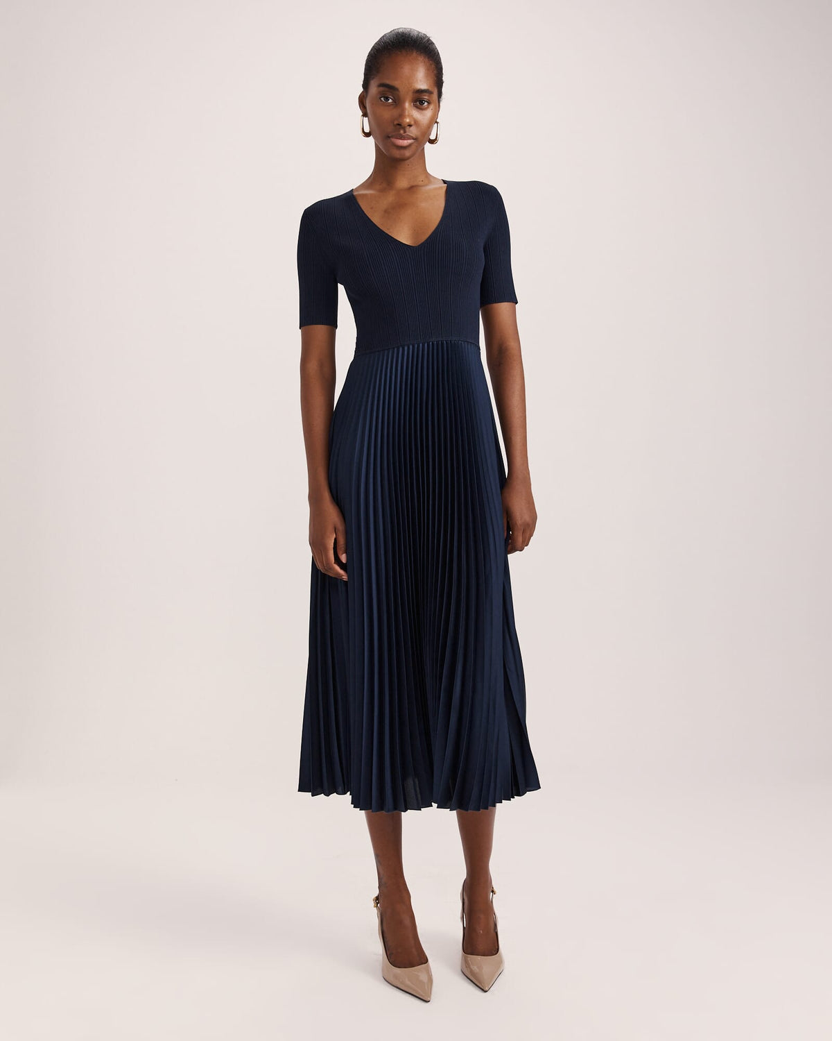 Vicky V-Neck Mixed Media Dress