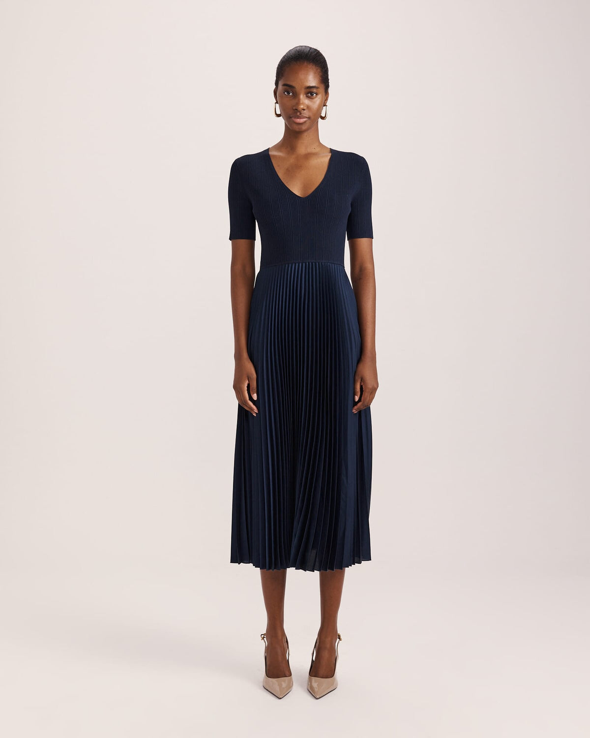 Vicky V-Neck Mixed Media Dress