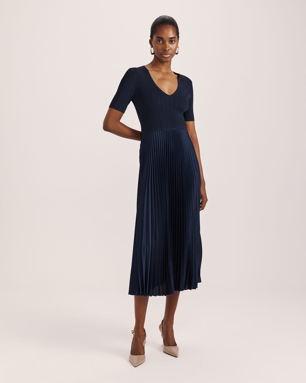 Vicky V-Neck Mixed Media Dress