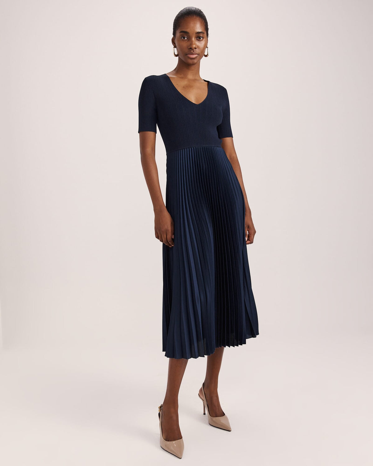 Vicky V-Neck Mixed Media Dress