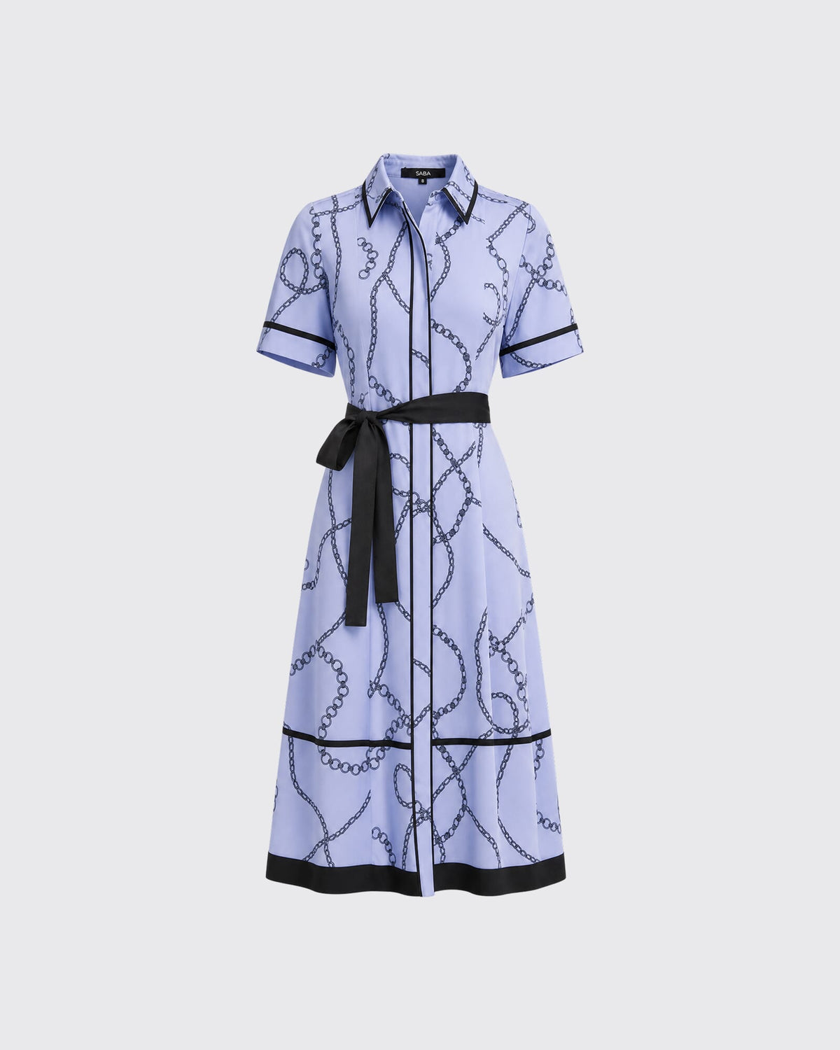 Chain Twill Belted Midi Dress