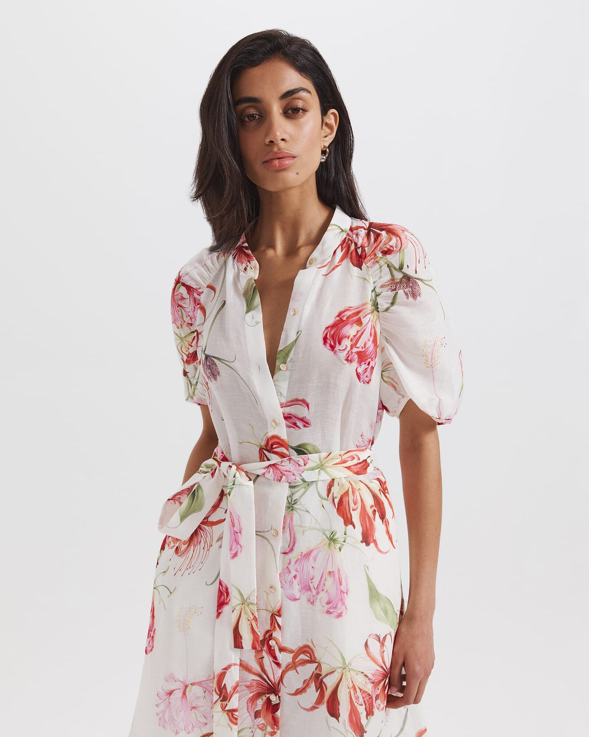 Mariposa Silk Linen Midi Dress