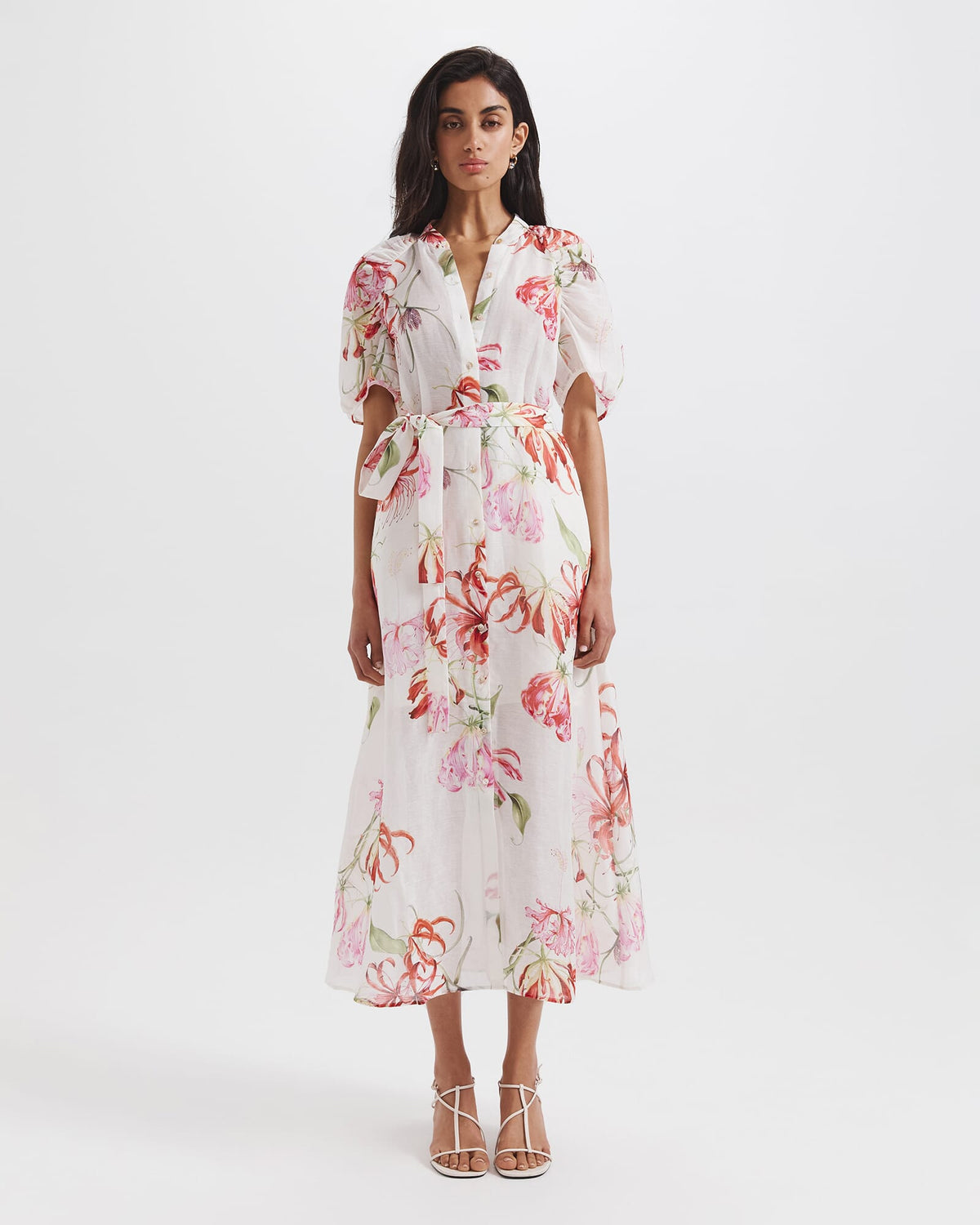 Mariposa Silk Linen Midi Dress