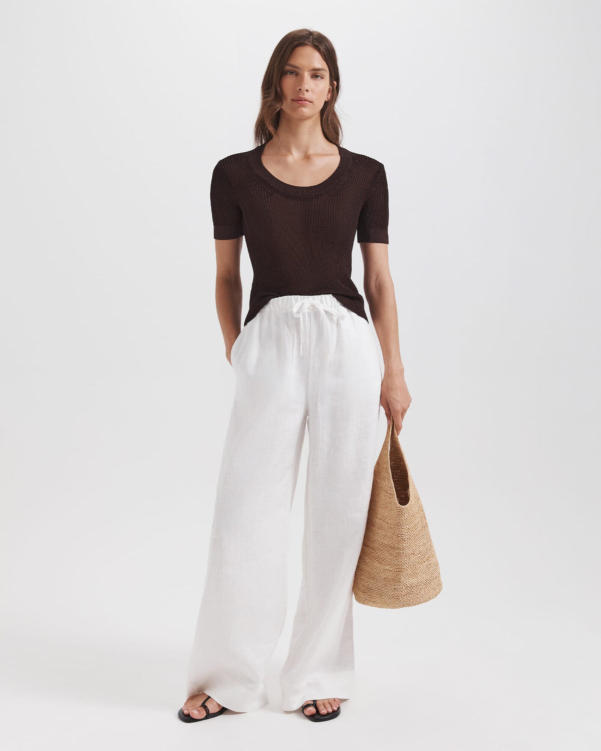 Lila Linen Pull On Pant