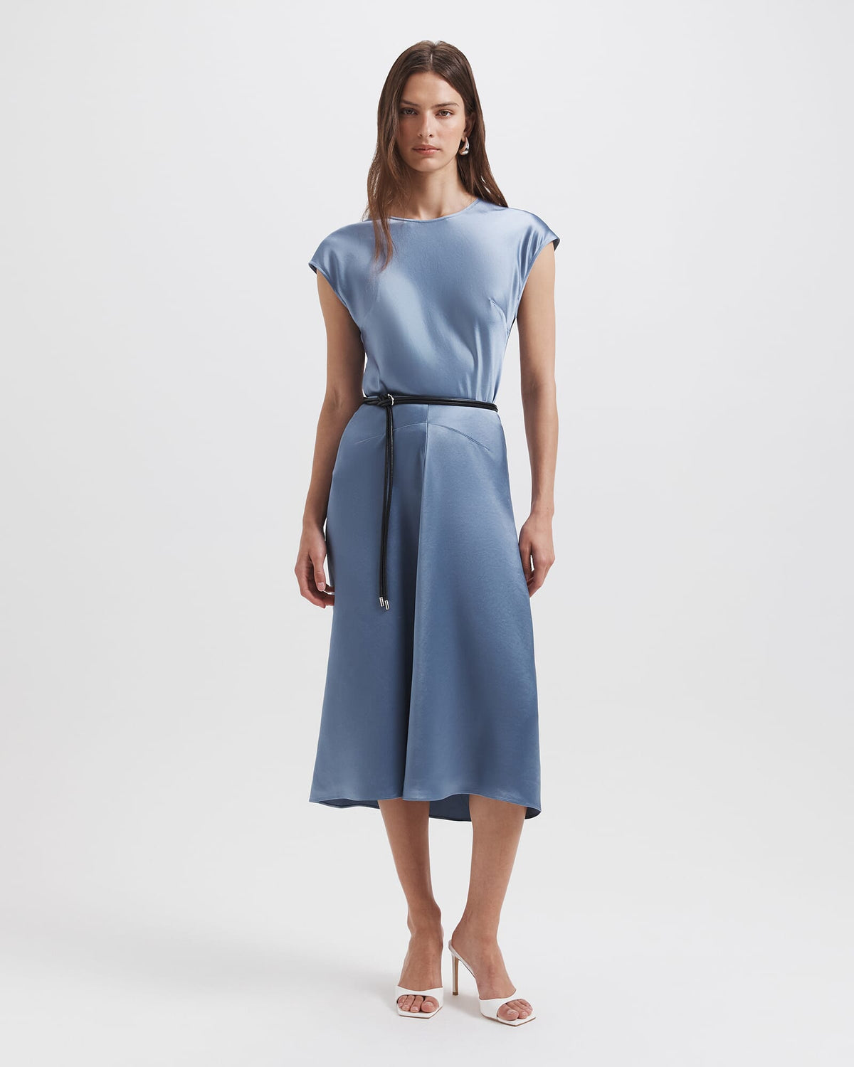 Sallee Draped Front Midi Skirt