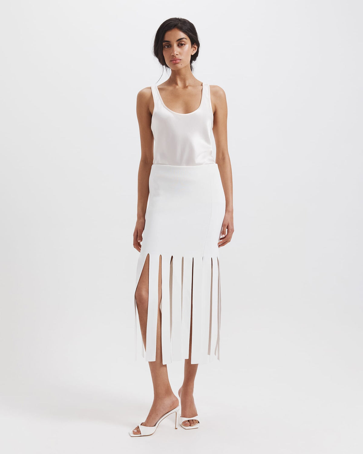 Mia Milano Panel Fringe Skirt
