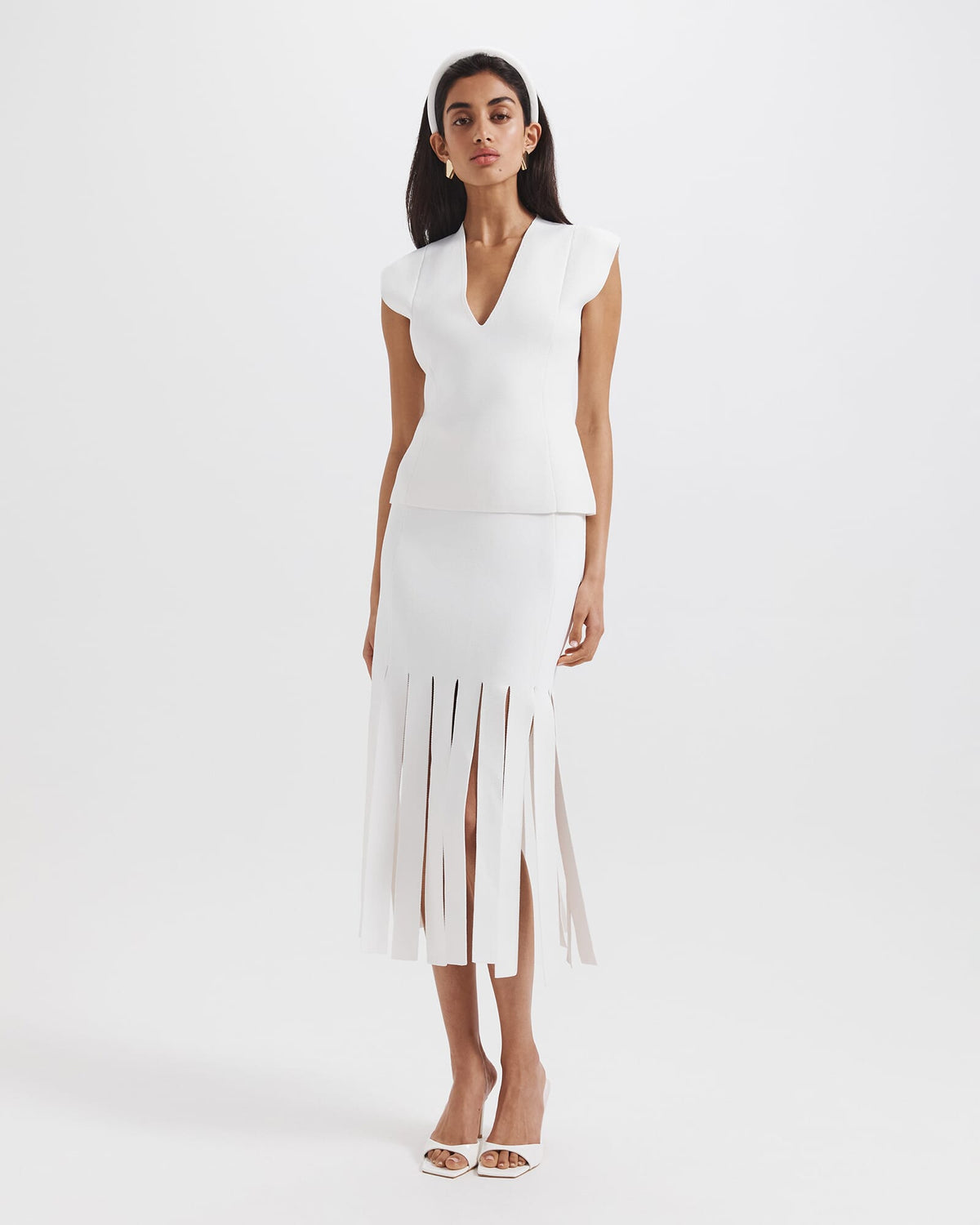 Mia Milano Panel Fringe Skirt