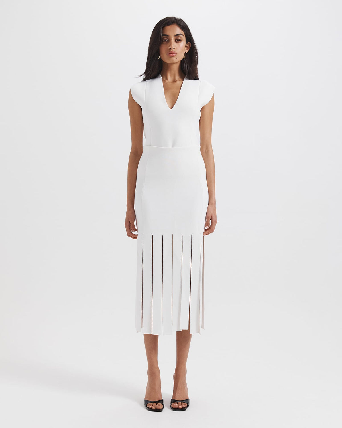 Mia Milano Panel Fringe Skirt