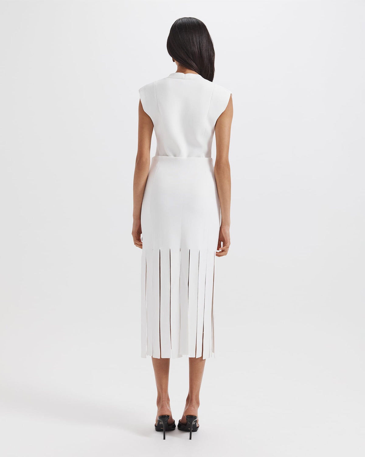 Mia Milano Panel Fringe Skirt