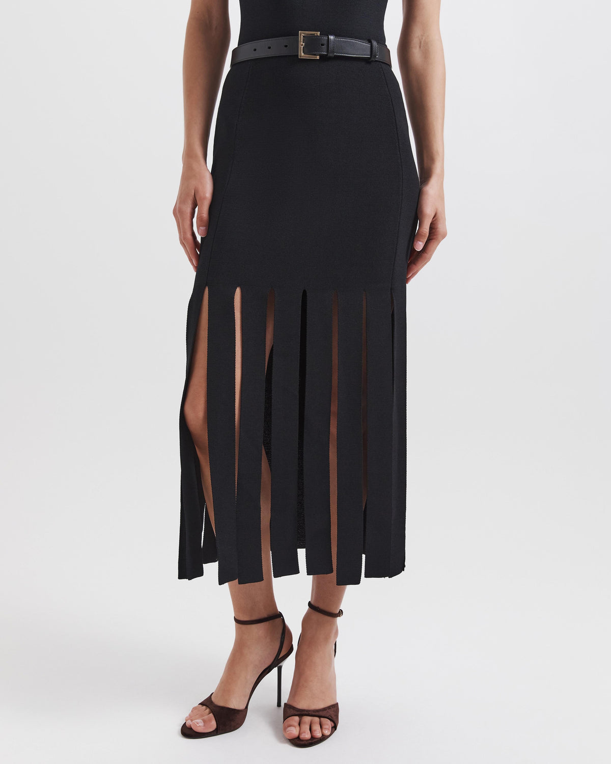 Mia Milano Panel Fringe Skirt