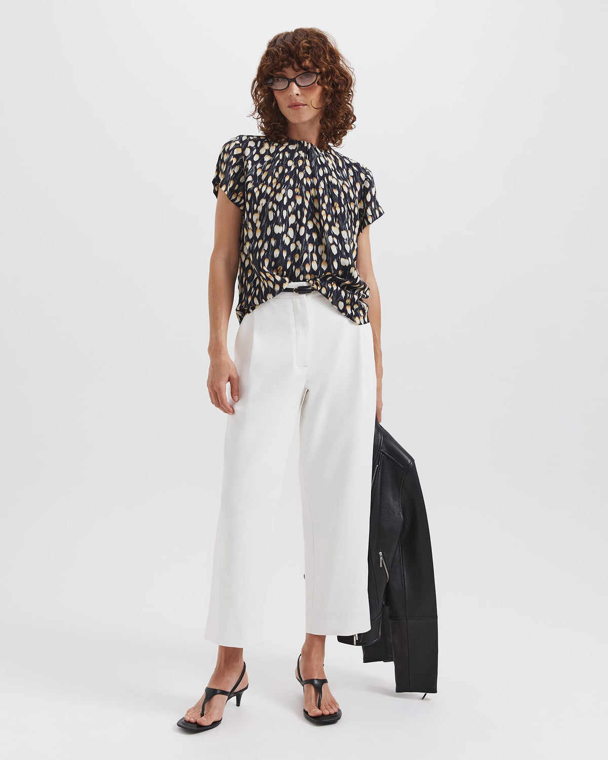 Starling Silk High Neck Short Sleeve Top