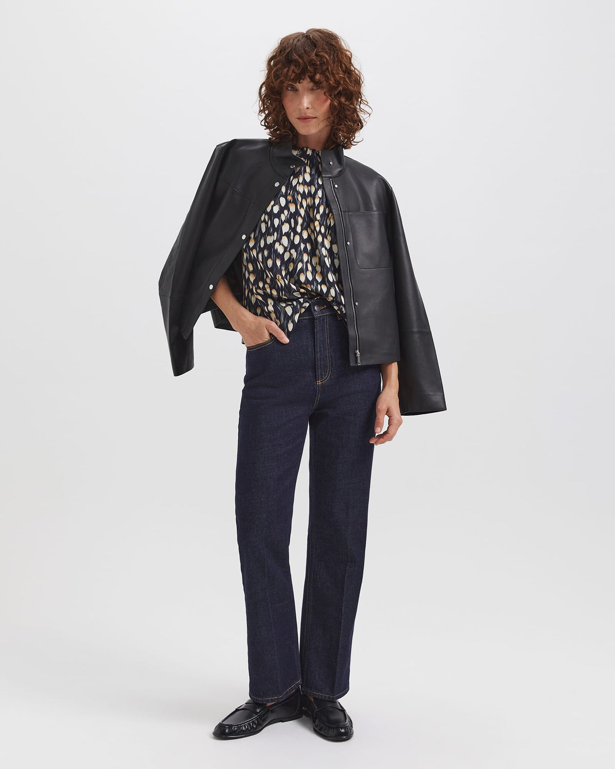 Starling Silk High Neck Short Sleeve Top