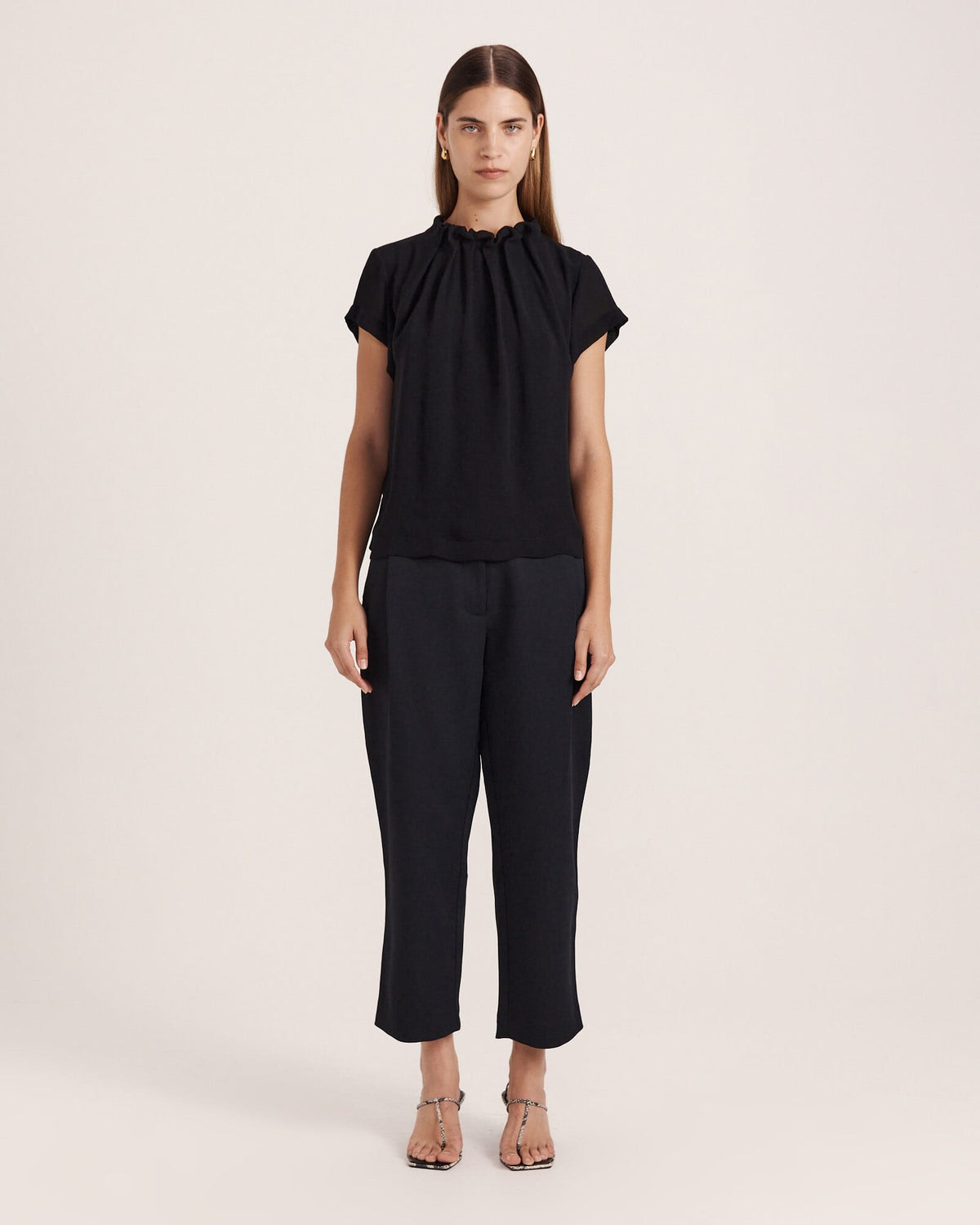 Willa High Neck Short Sleeve Top