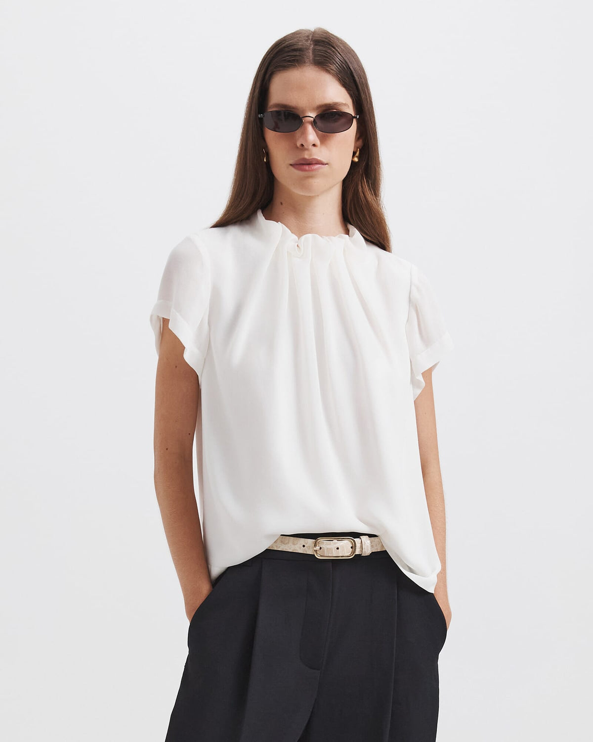Willa High Neck Short Sleeve Top