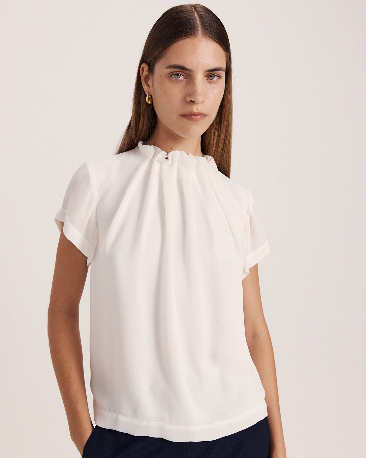 Willa High Neck Short Sleeve Top