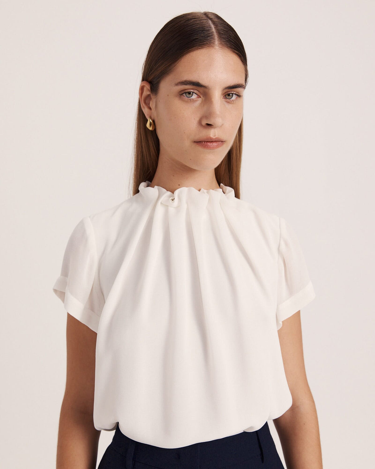 Willa High Neck Short Sleeve Top