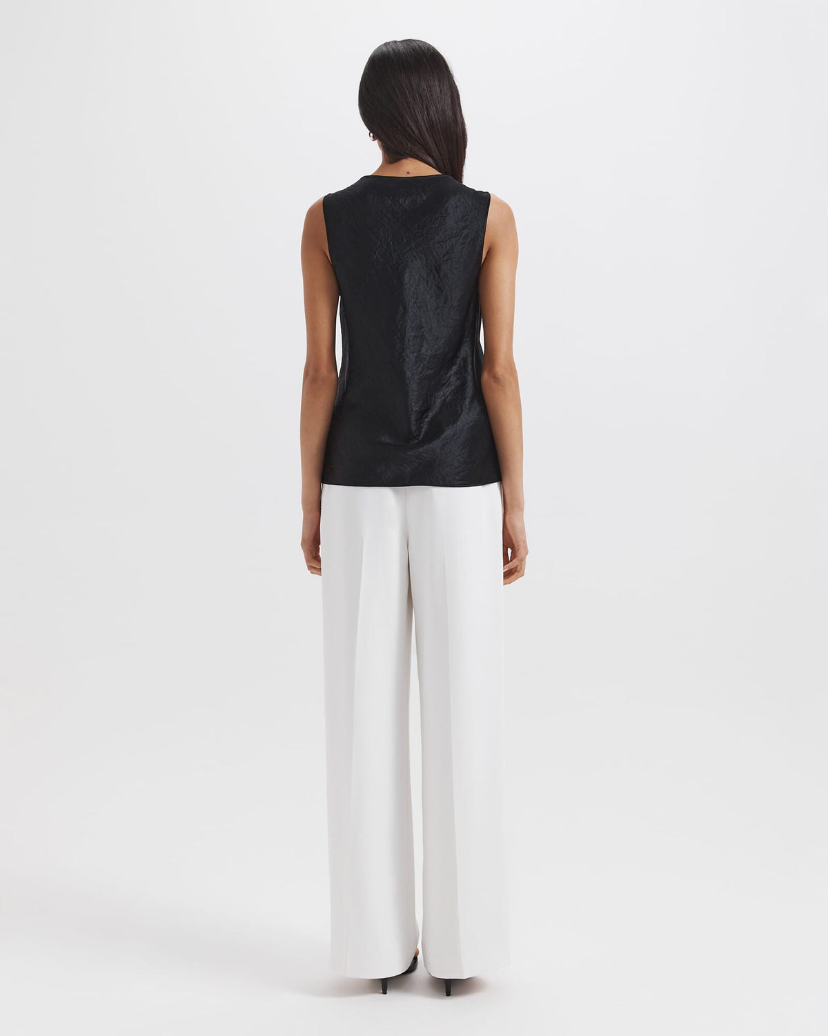 Ivana Crinkle Lace Detail Tank