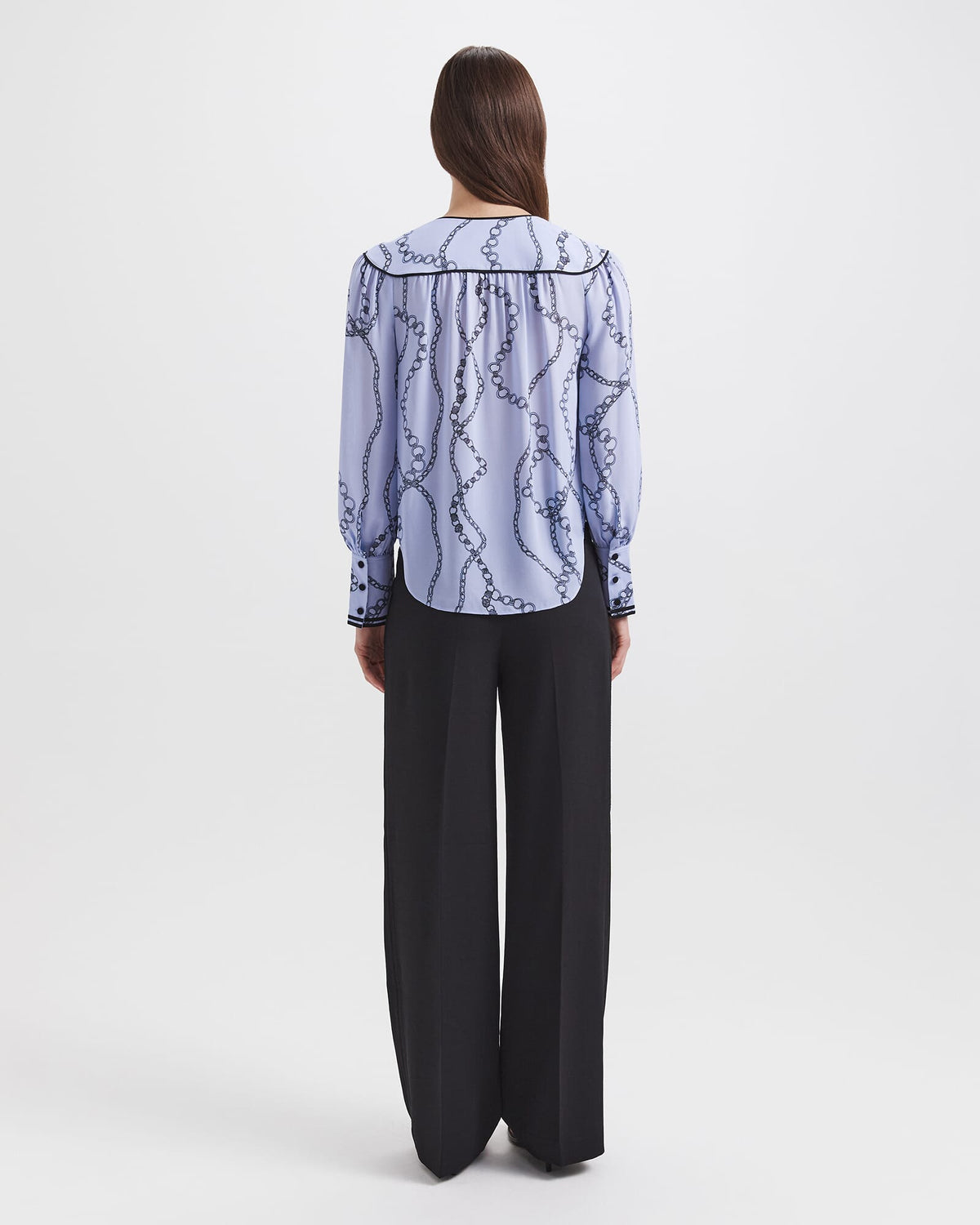 Chain Silk Long Sleeve Blouse
