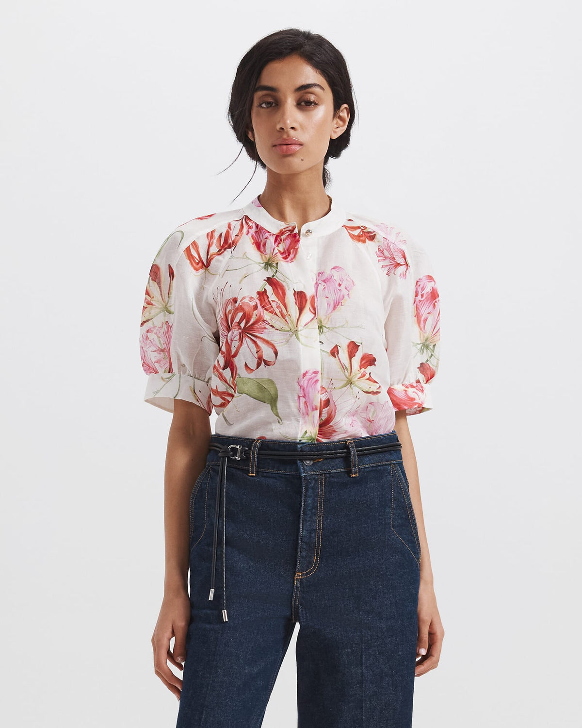Mariposa Silk Linen Short Sleeve Blouse
