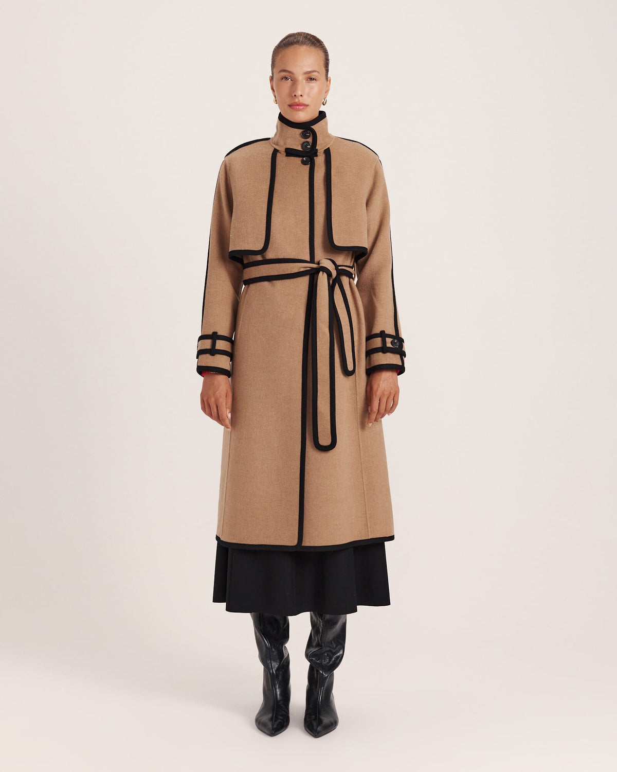 Kayla Wool Contrast Long Coat