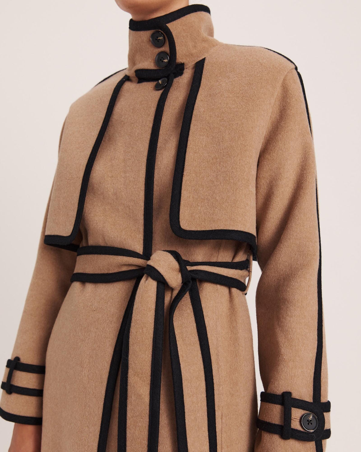 Kayla Wool Contrast Long Coat