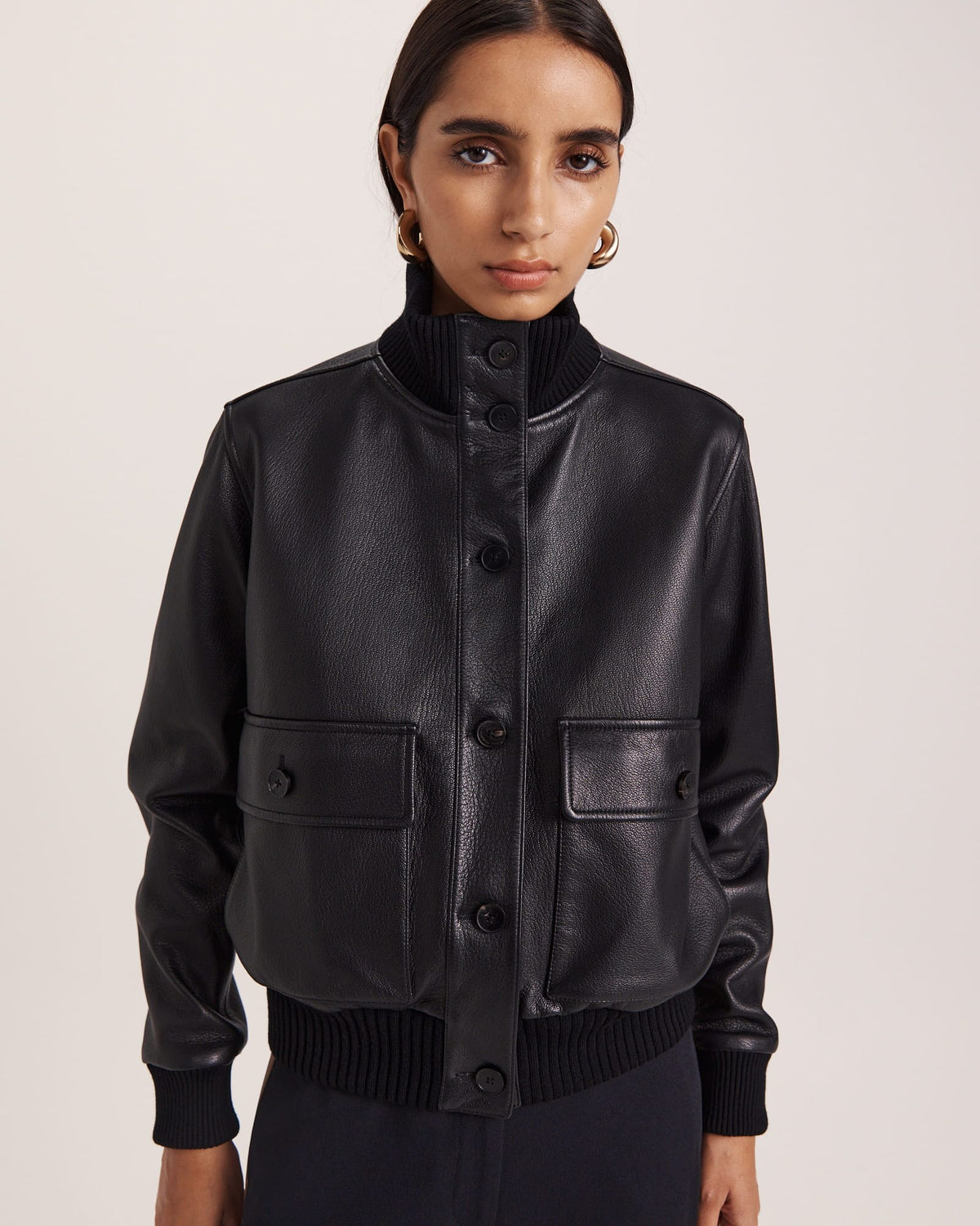 Elyse Leather Bomber
