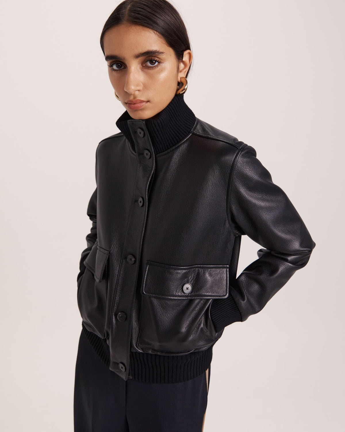 Elyse Leather Bomber