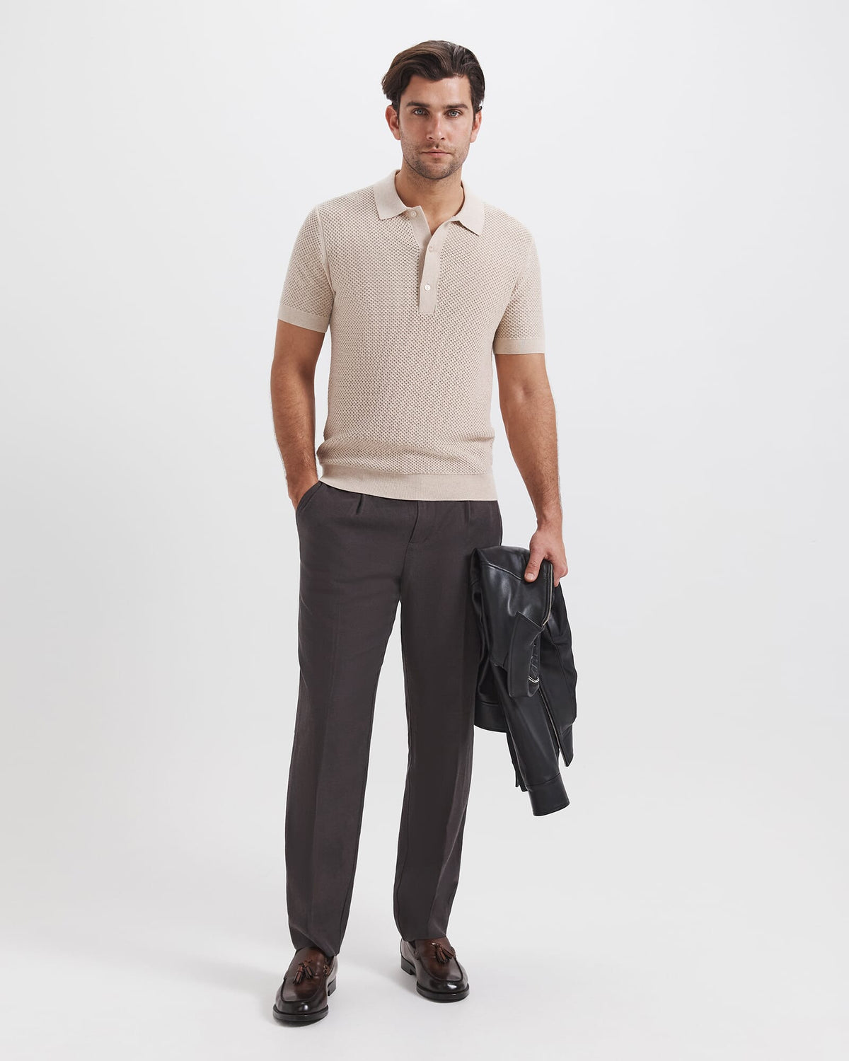 Dario Crochet Knit Polo