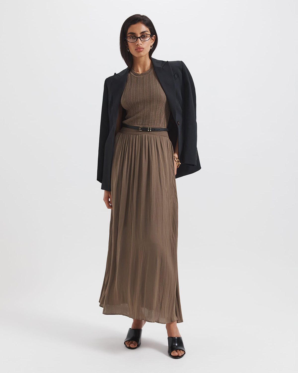 Lillian Mixed Media Midi Dress