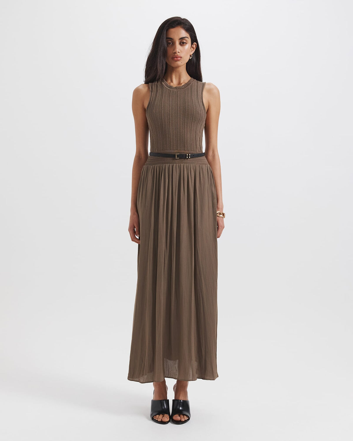 Lillian Mixed Media Midi Dress