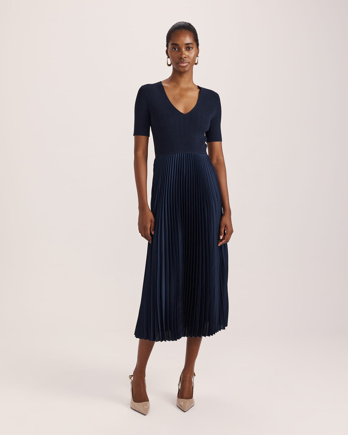 Vicky V-Neck Mixed Media Dress