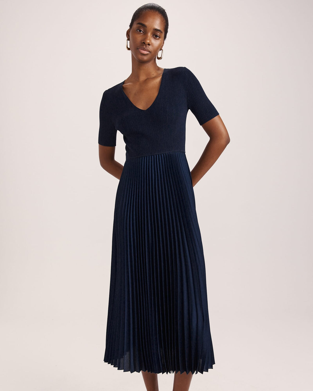 Vicky V-Neck Mixed Media Dress