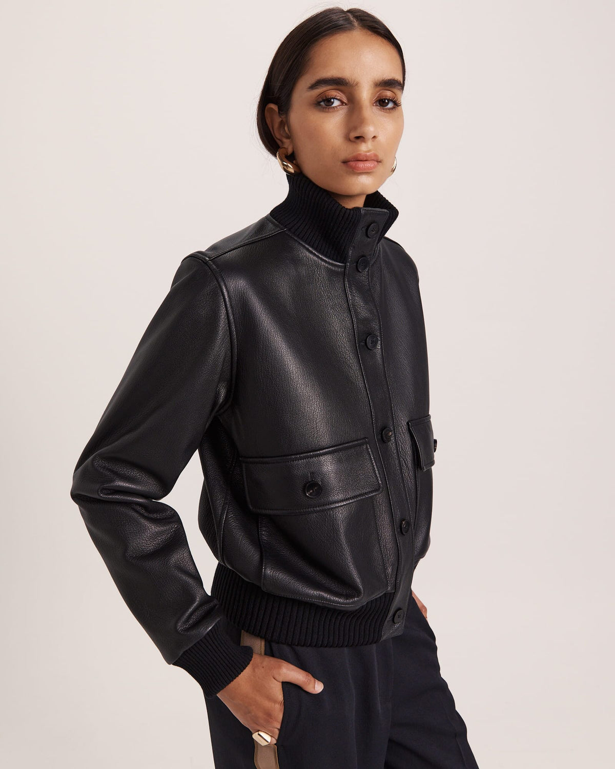 Elyse Leather Bomber