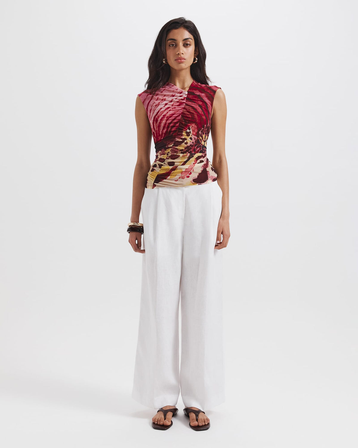 Cymbelle Rouched Mesh Top