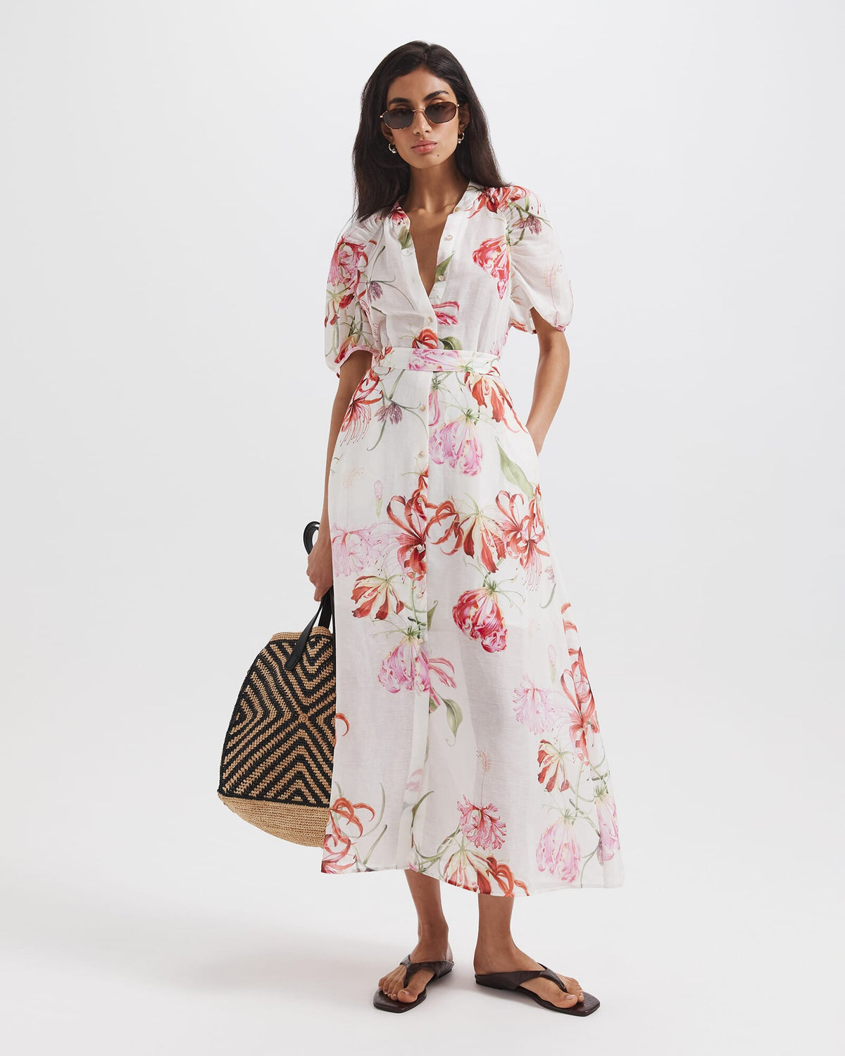 Mariposa Silk Linen Midi Dress