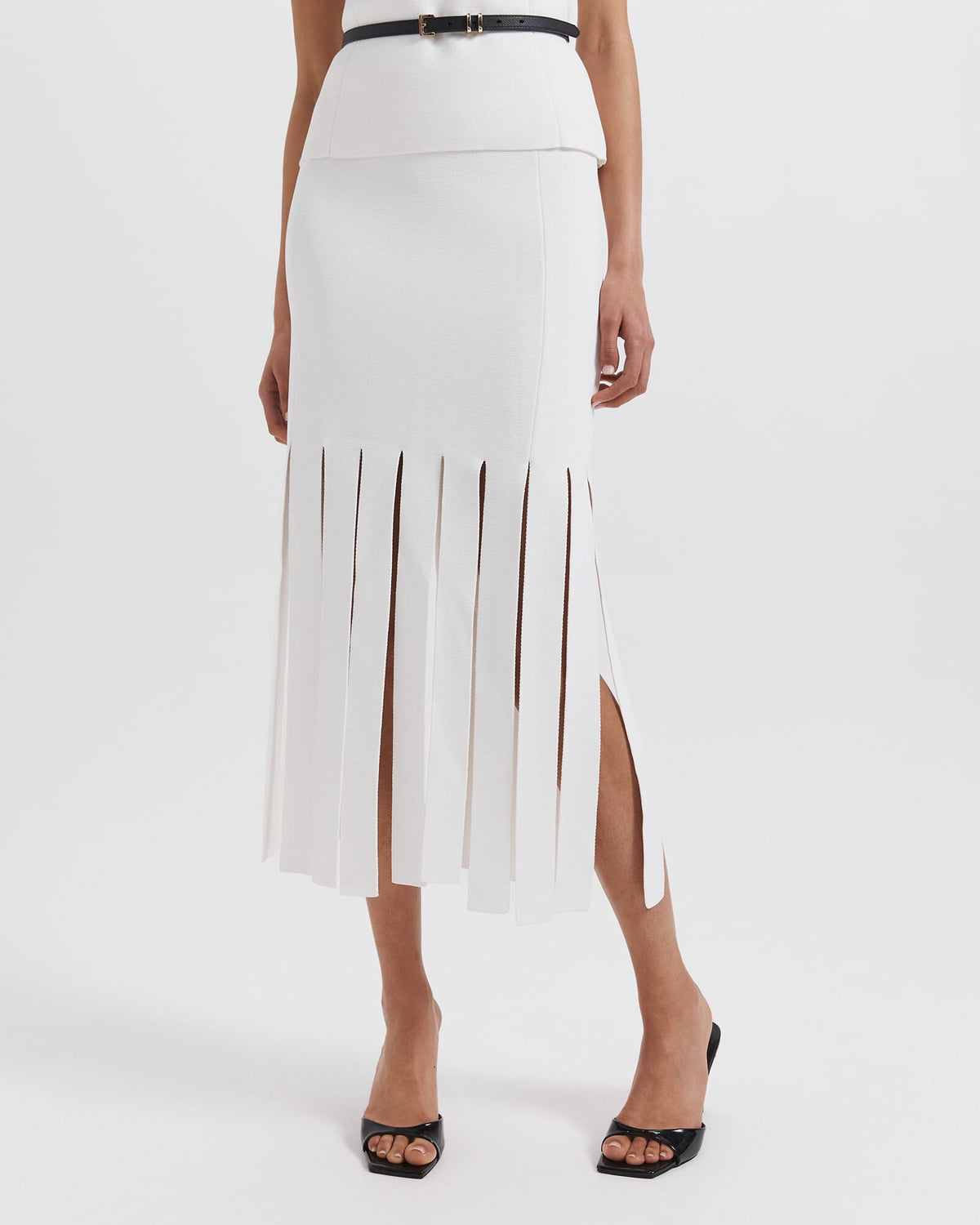 Mia Milano Panel Fringe Skirt