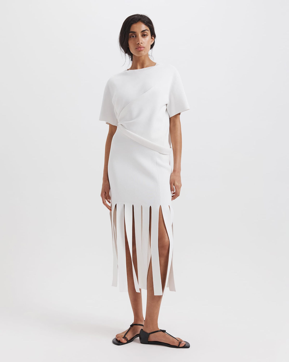 Mia Milano Panel Fringe Skirt