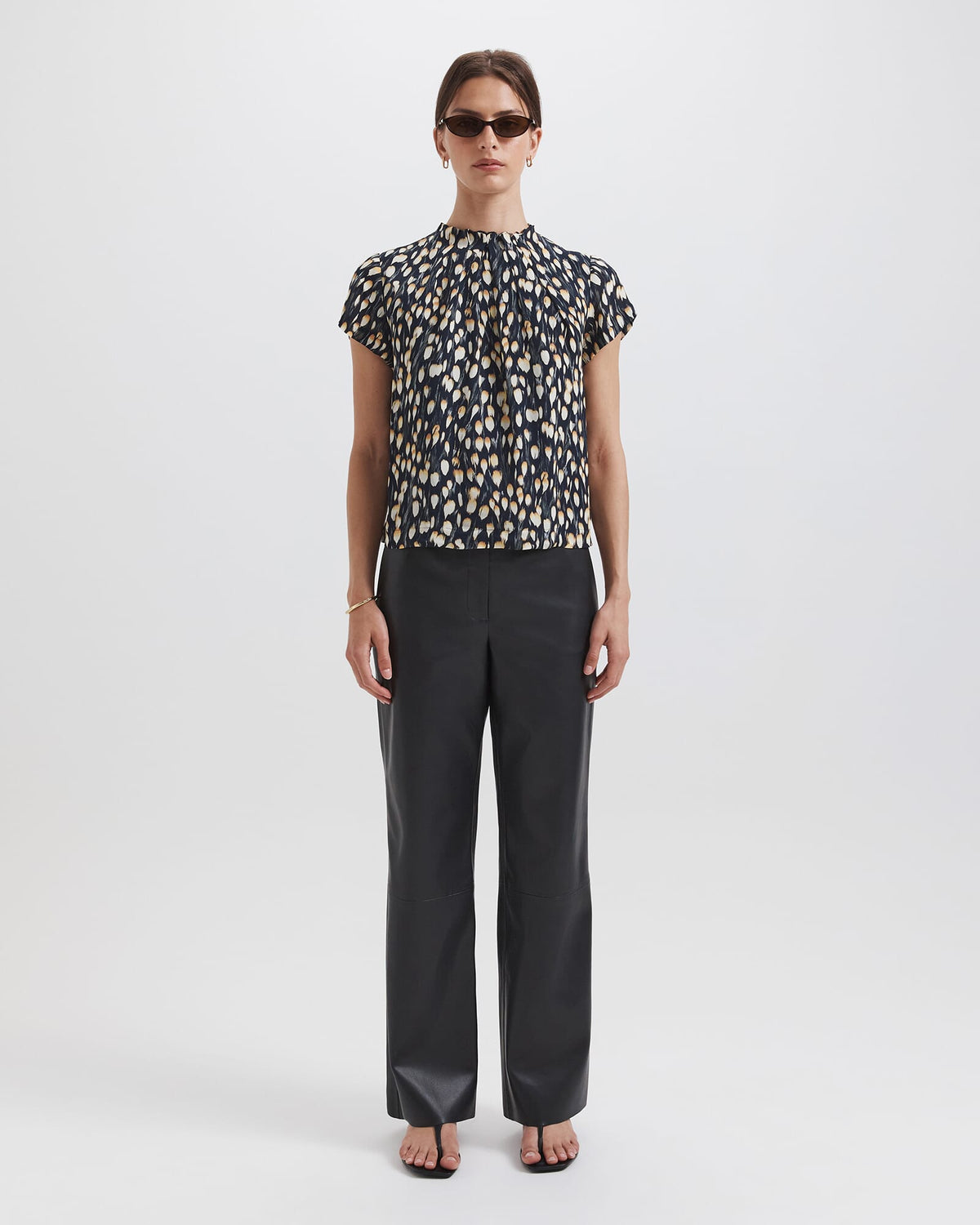 Starling Silk High Neck Short Sleeve Top