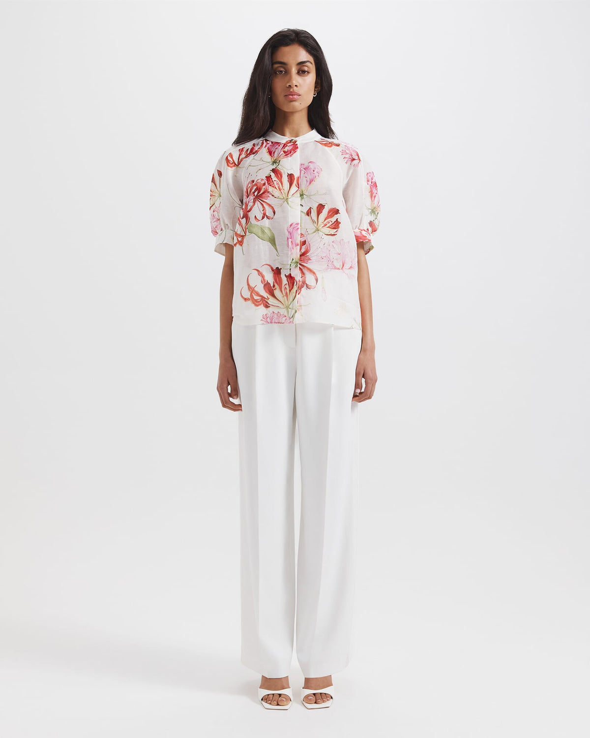 Mariposa Silk Linen Short Sleeve Blouse