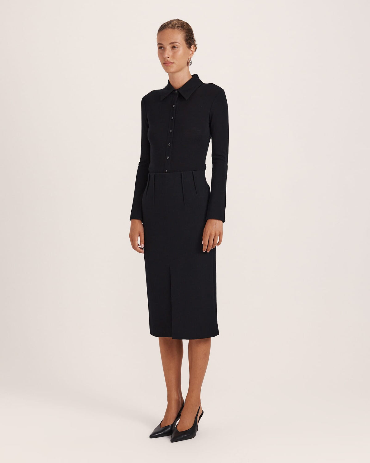 Raya Wool Crepe Pencil Skirt