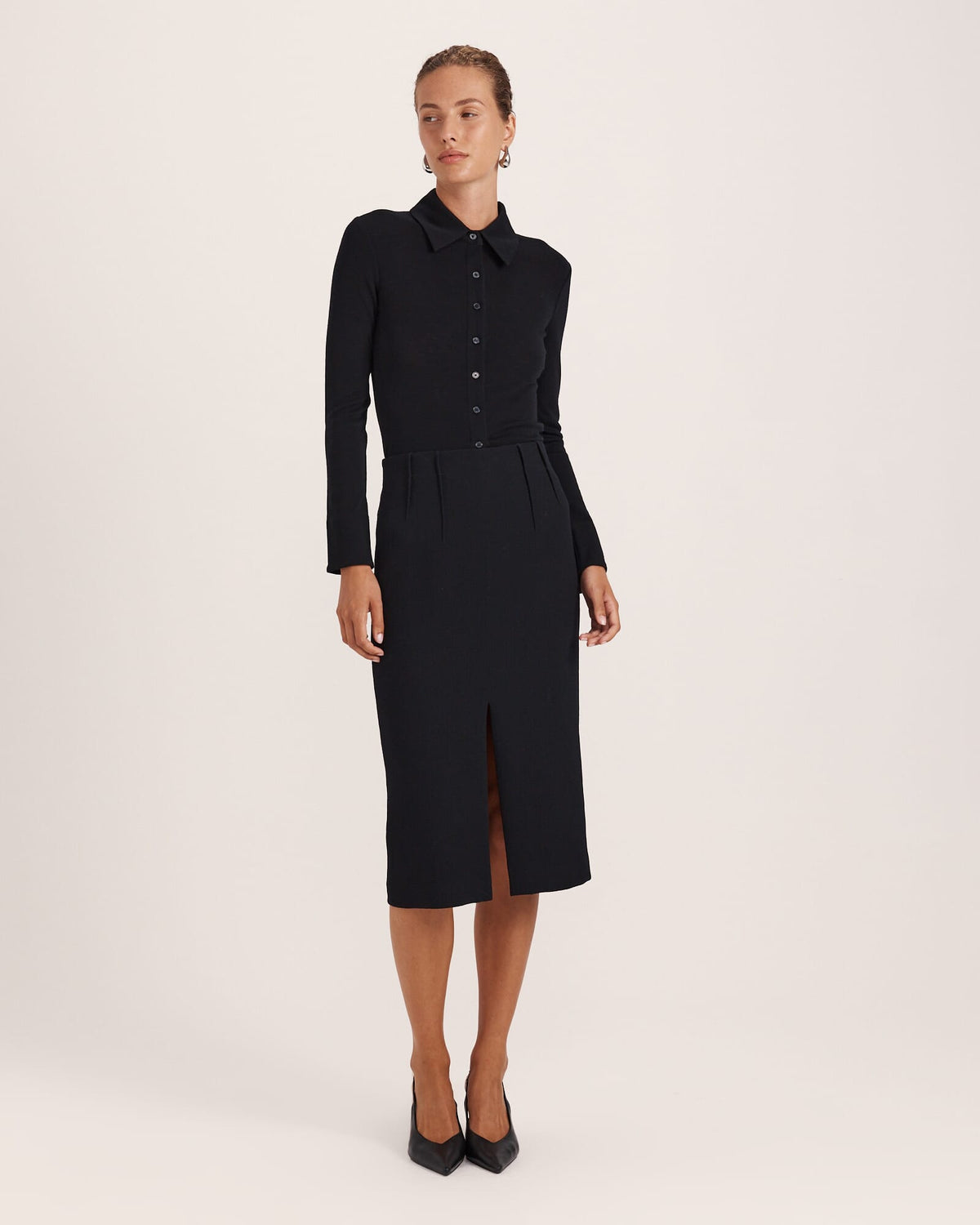 Raya Wool Crepe Pencil Skirt