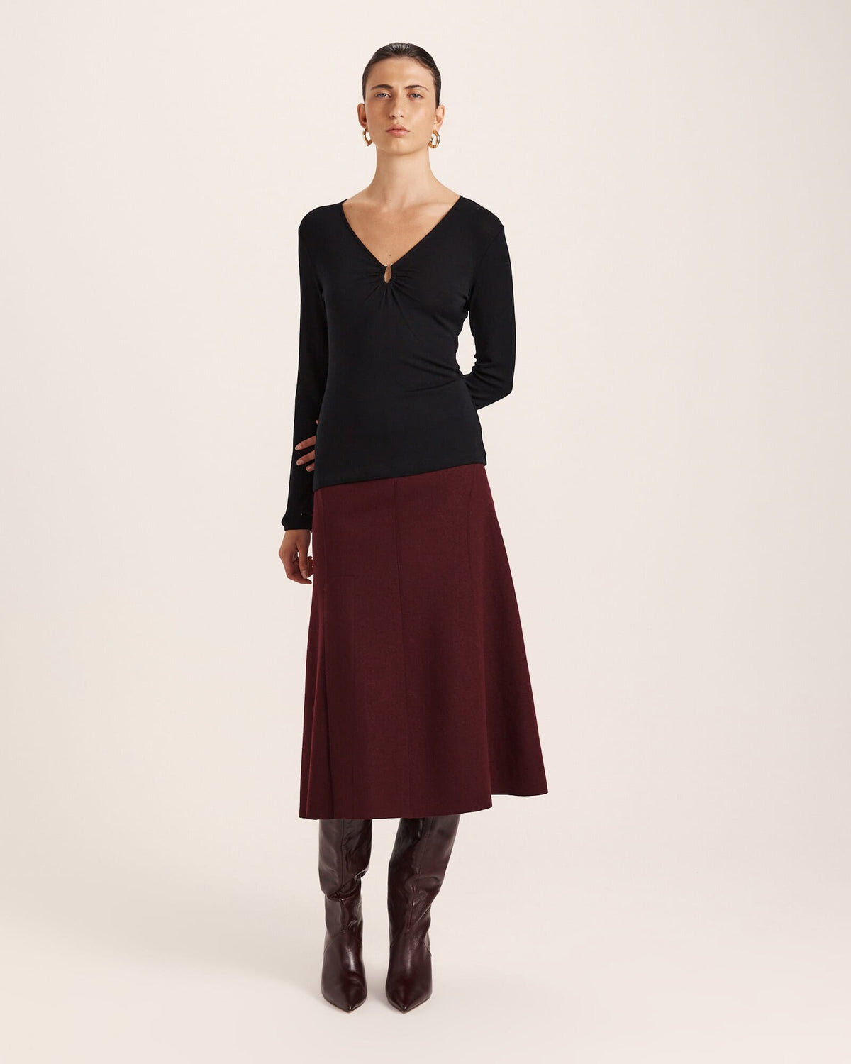 Coco Wool Ruched Long Sleeve Top