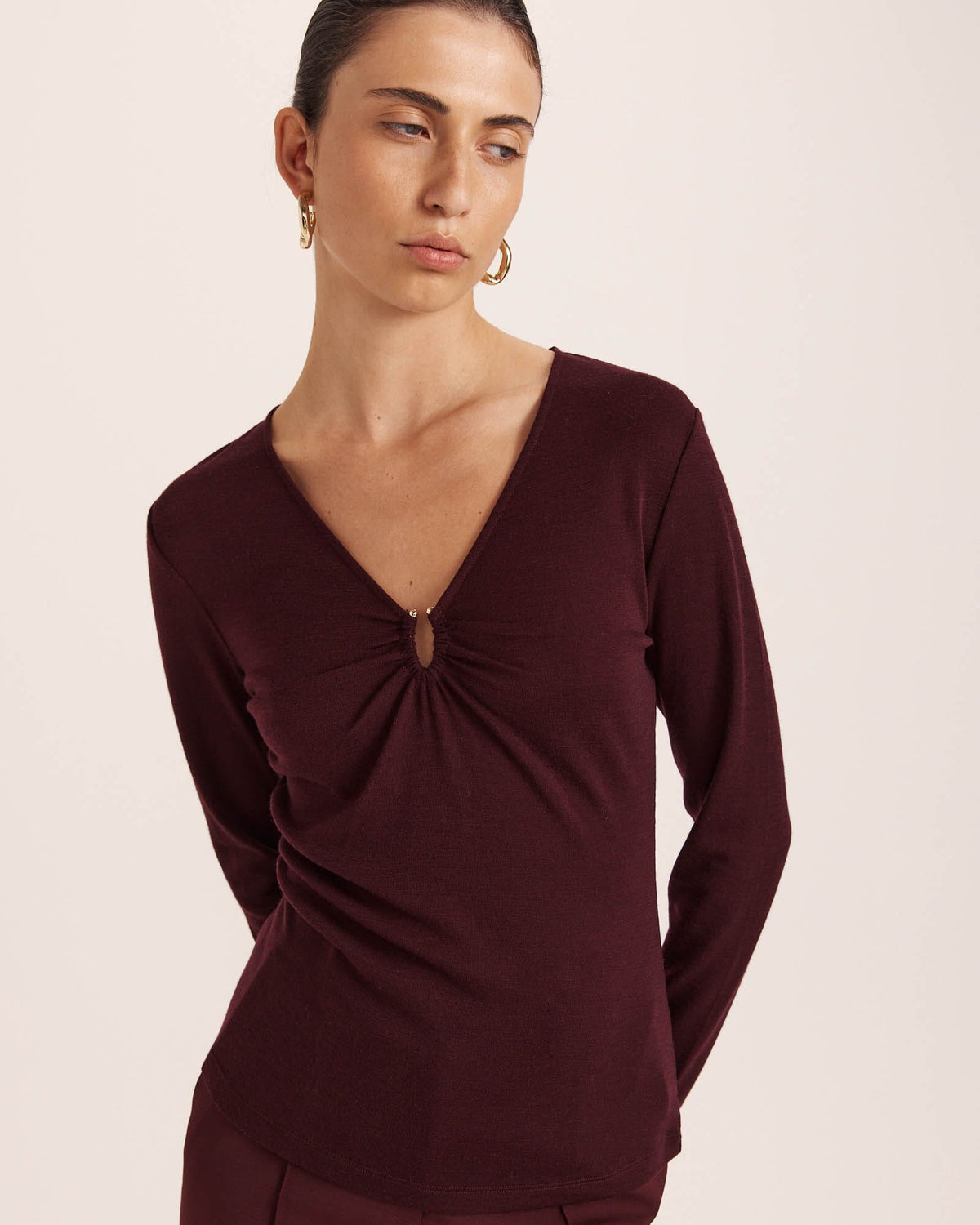 Coco Wool Ruched Long Sleeve Top