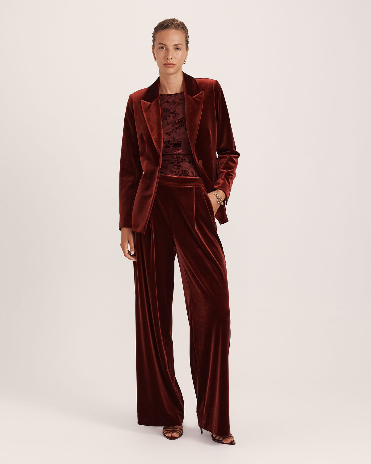 Lea Velvet Pleat Front Pant