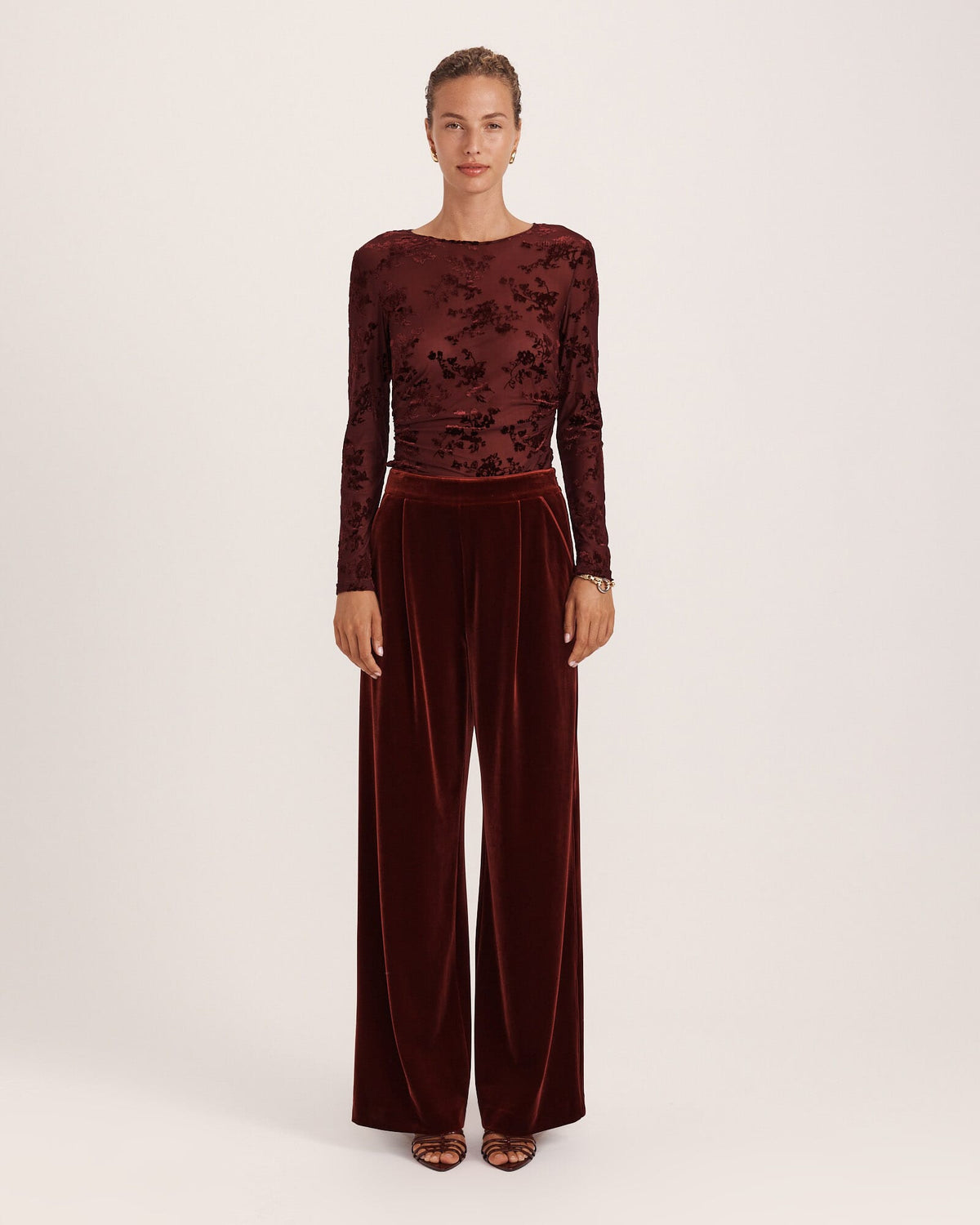 Lea Velvet Pleat Front Pant