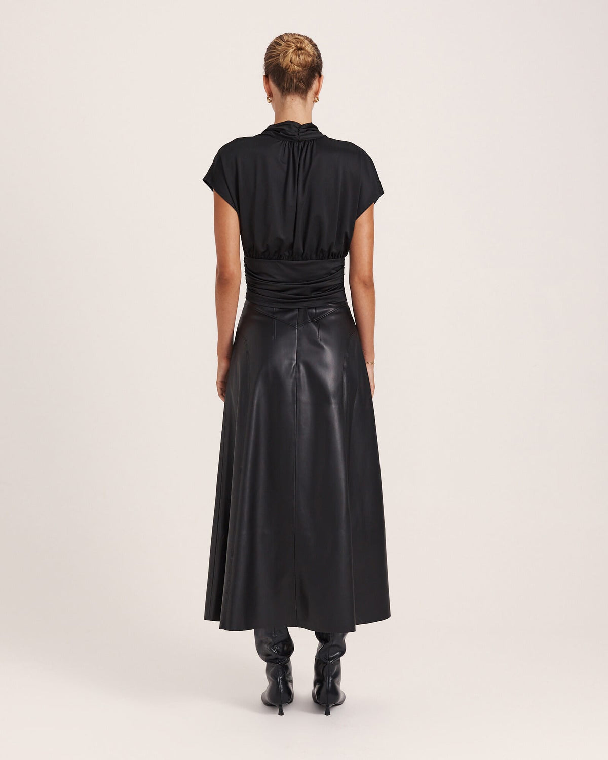 Viv Faux Leather Fluted Skirt