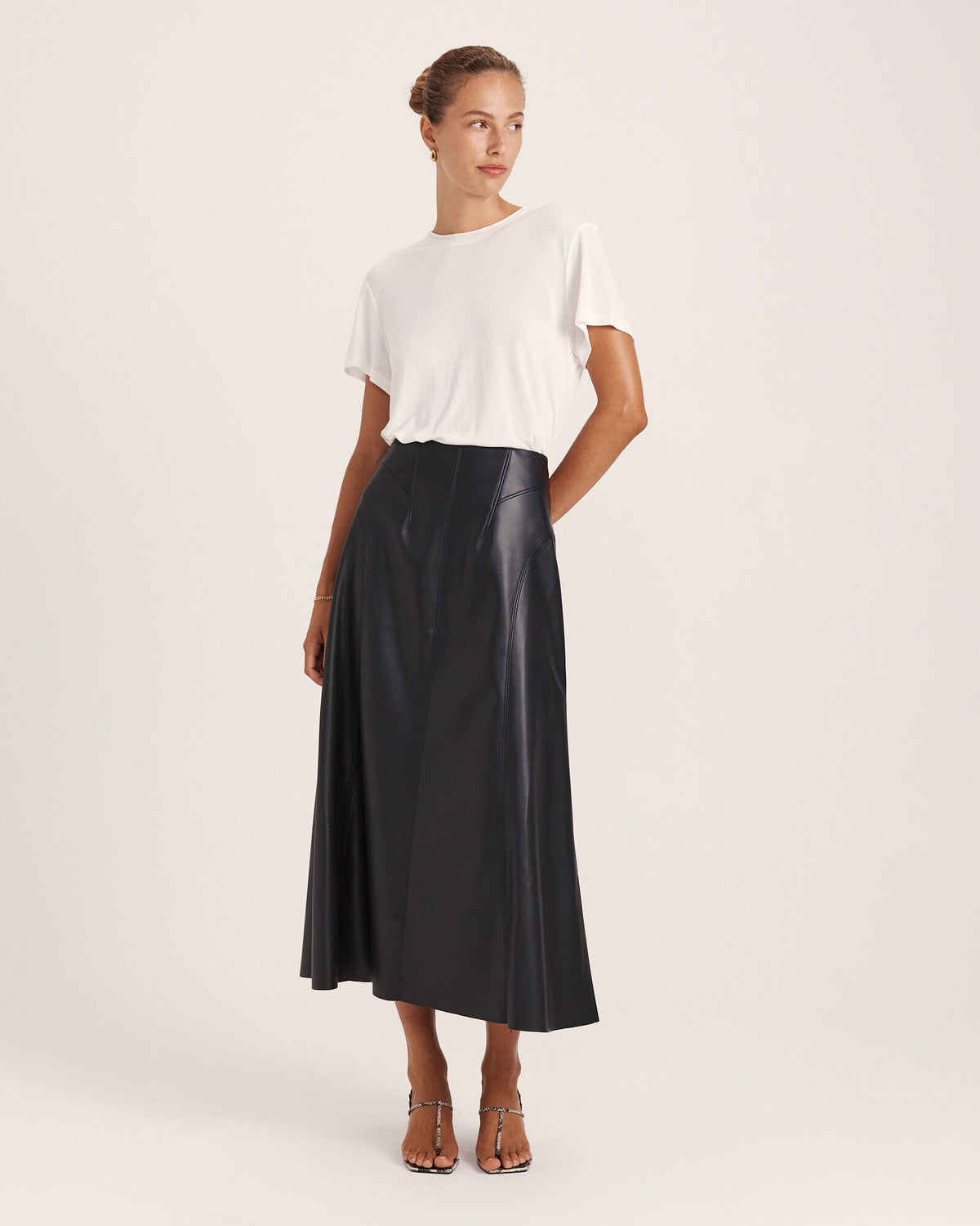 Viv Faux Leather Fluted Skirt